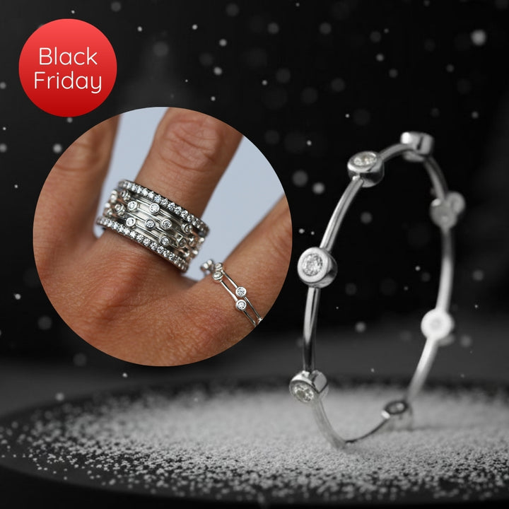 Anneau en argent 925 "Flying Diamond" finition polie avec zircons pour bague mood interchangeable