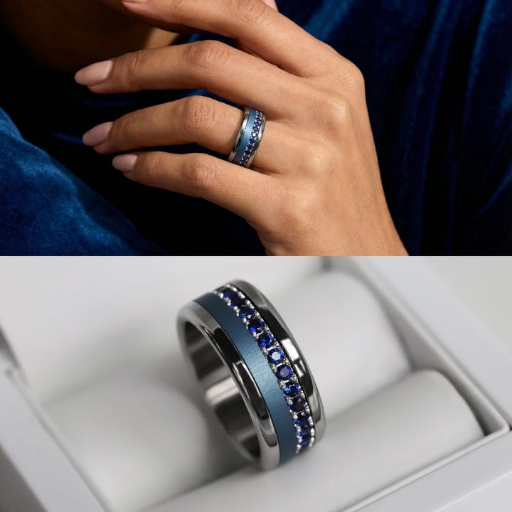 Bague mood en argent 925 et zircons "Écrin royal" avec couleur interchangeable