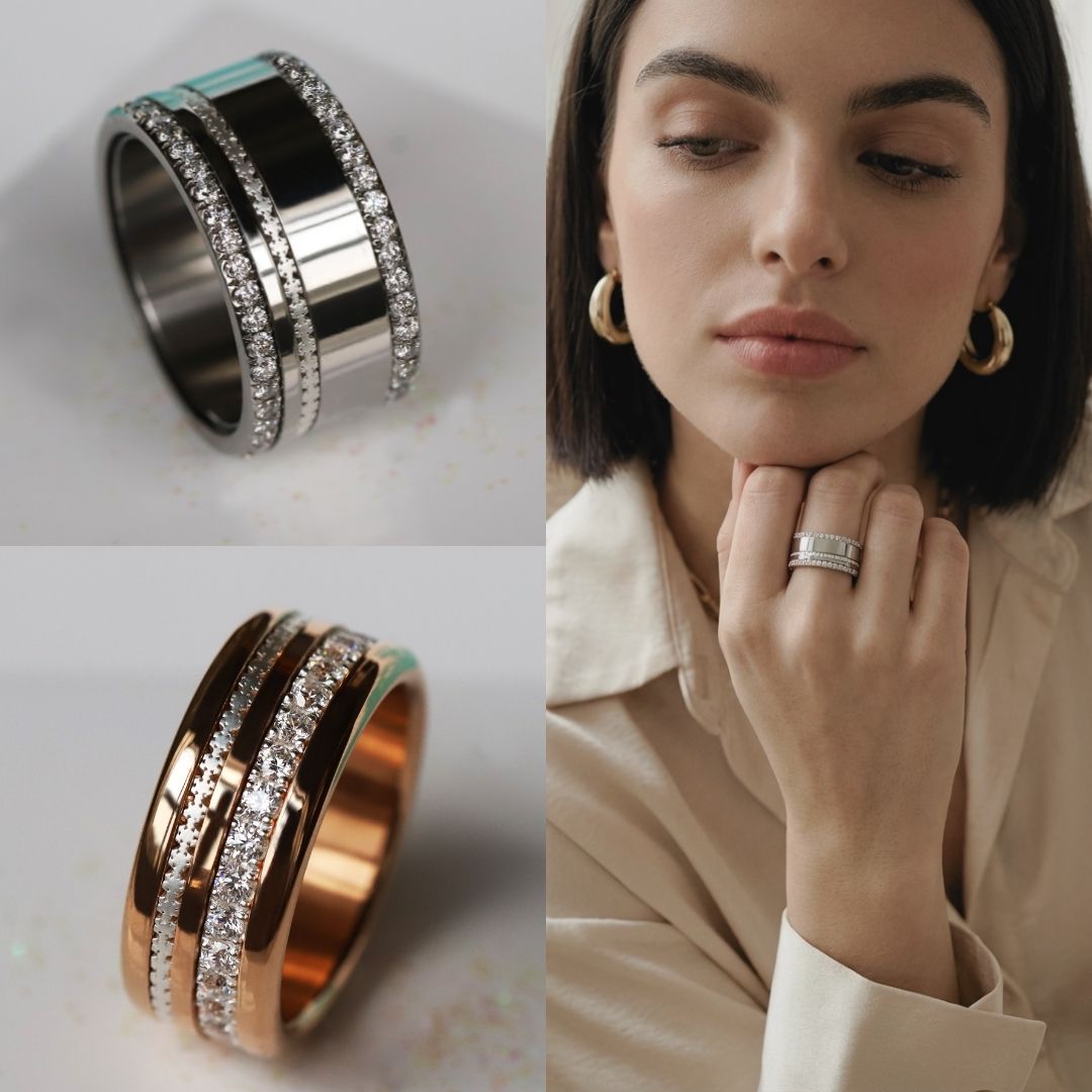 Mini en argent 925 "Flocons" finition mate bague mood interchangeable