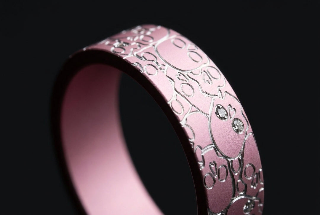 💀 Anneau « Calavera » en aluminium serti, couleur et format à choix