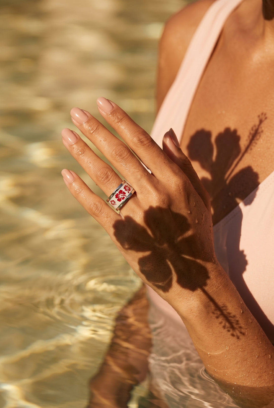 💍 Anneau (addon) "Hibiscus" en argent émaillé