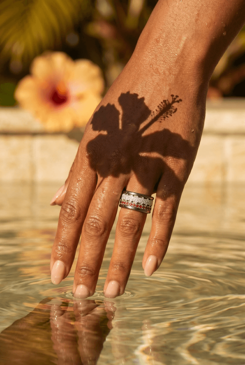 💍 Anneau (deux tiers) "Aurflower" en argent 925 serti de zircons