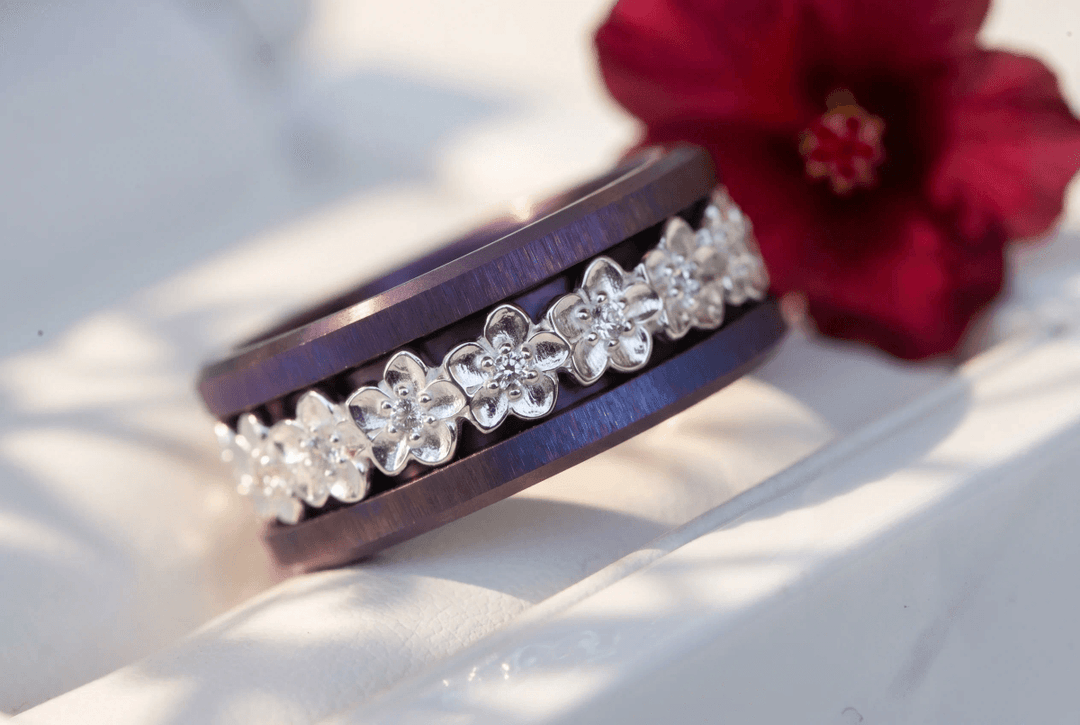 💍 Anneau (deux tiers) "Flower" en argent 925 serti de zircons
