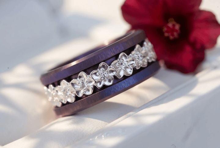 💍 Anneau (deux tiers) "Flower" en argent 925 serti de zircons