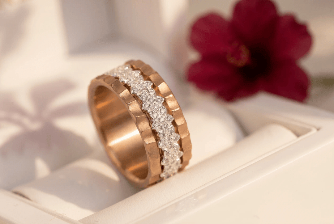💍 Anneau (deux tiers) "Aurflower" en argent 925 serti de zircons