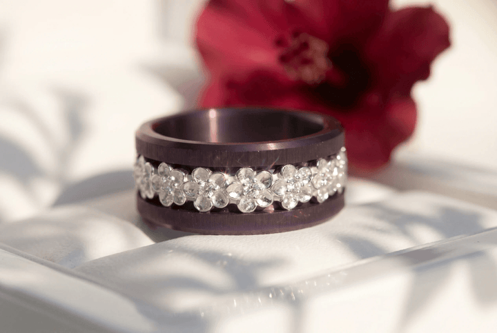 💍 Anneau (deux tiers) "Flower" en argent 925 serti de zircons
