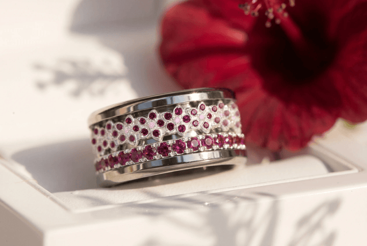 💍 Anneau (deux tiers) "Aurflower" en argent 925 serti de zircons