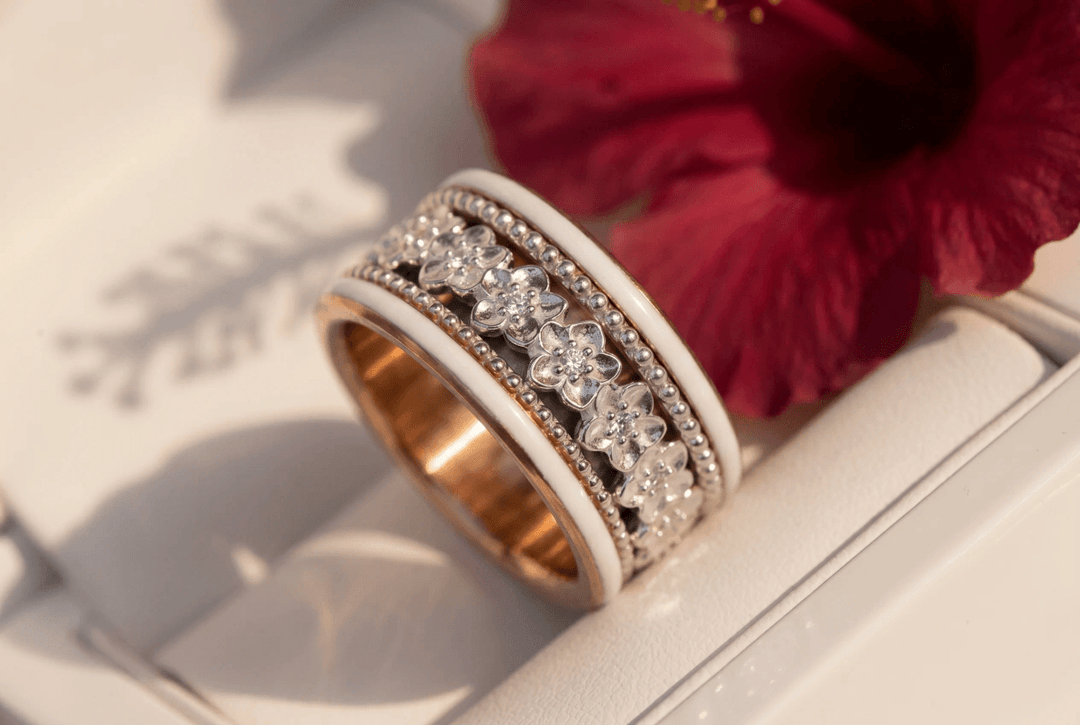 💍 Anneau (deux tiers) "Flower" en argent 925 serti de zircons