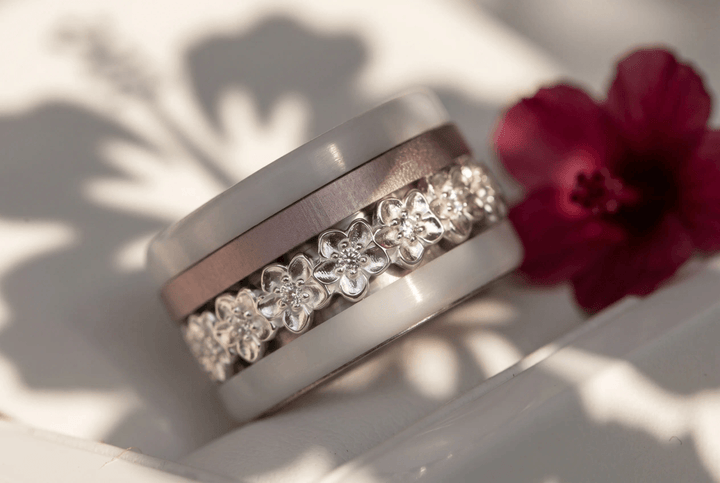 💍 Anneau (deux tiers) "Flower" en argent 925 serti de zircons
