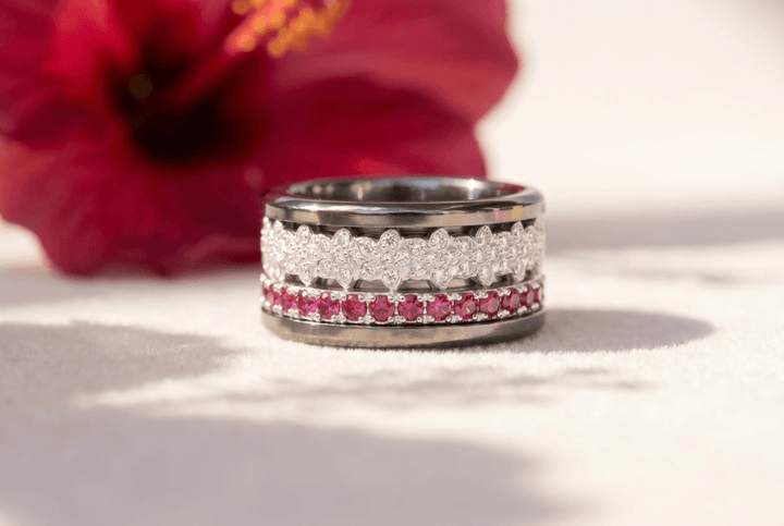 💍 Anneau (deux tiers) "Aurflower" en argent 925 serti de zircons