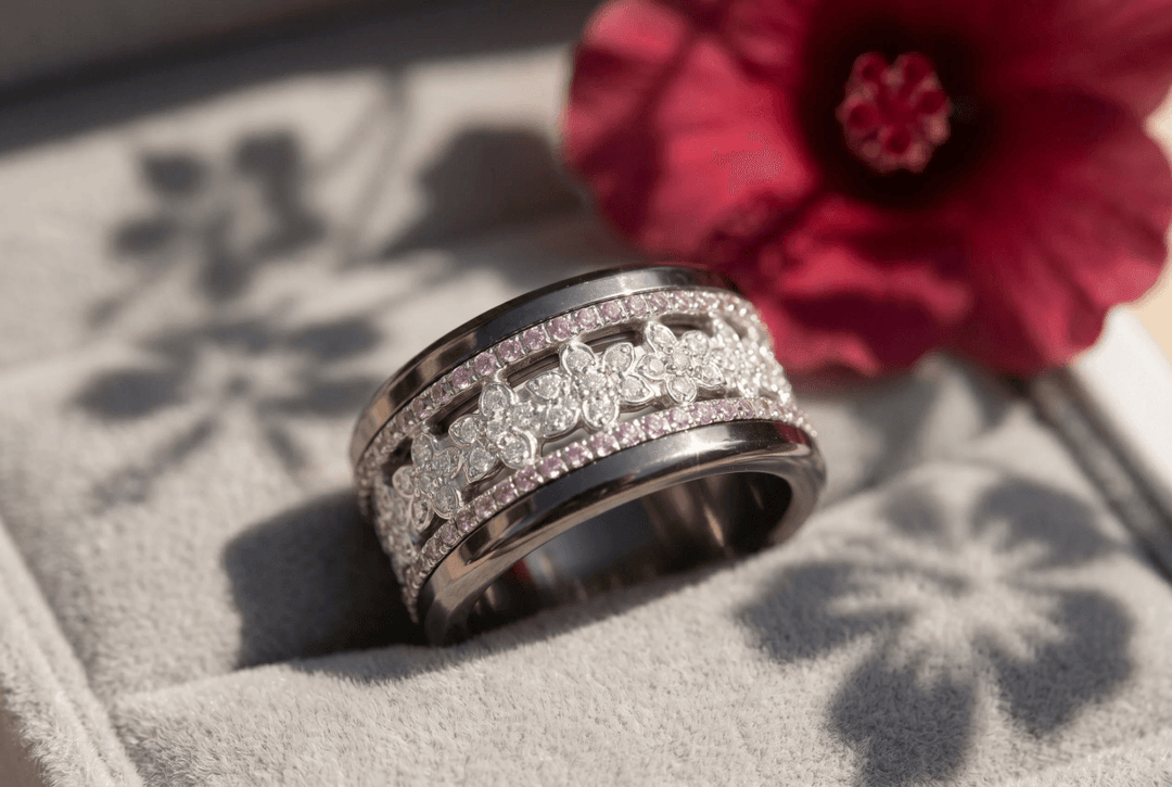 💍 Anneau (deux tiers) "Aurflower" en argent 925 serti de zircons