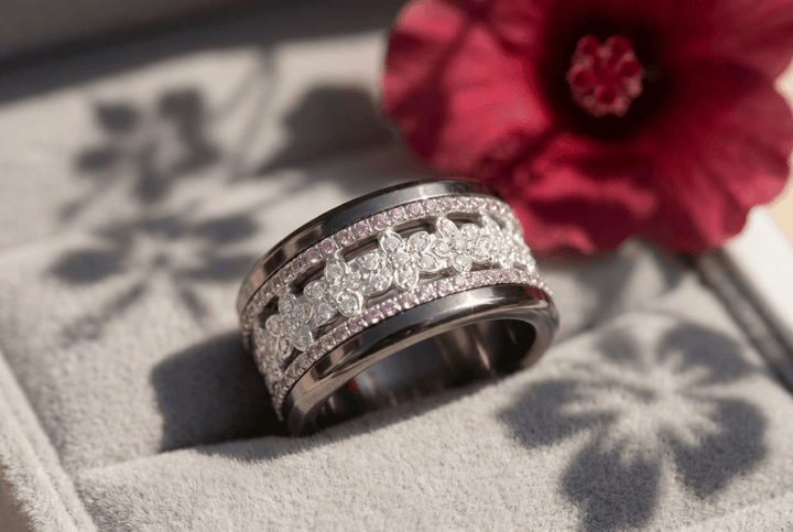💍 Anneau (deux tiers) "Aurflower" en argent 925 serti de zircons