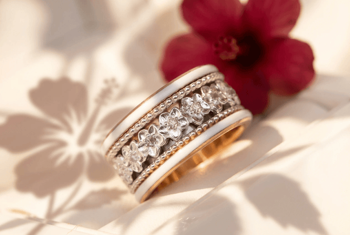 💍 Anneau (deux tiers) "Flower" en argent 925 serti de zircons