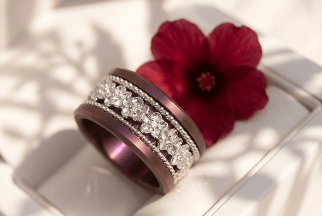 💍 Anneau (deux tiers) "Flower" en argent 925 serti de zircons