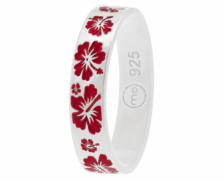 💍 Anneau (deux tiers) "Hibiscus" en argent émaillé