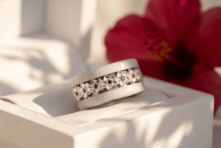 💍 Anneau (deux tiers) "Flower" en argent 925 serti de zircons