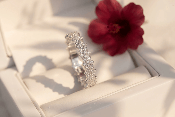 💍 Anneau (deux tiers) "Aurflower" en argent 925 serti de zircons