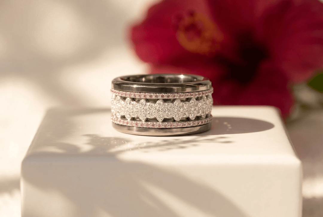 💍 Anneau (deux tiers) "Aurflower" en argent 925 serti de zircons