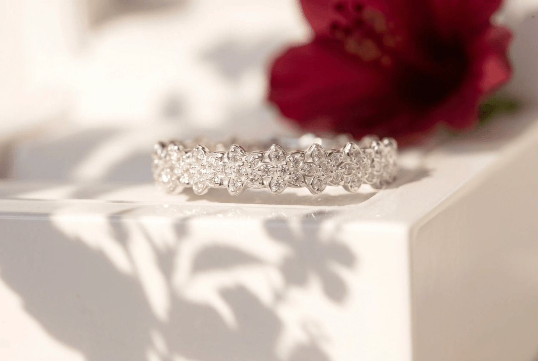 💍 Anneau (deux tiers) "Aurflower" en argent 925 serti de zircons