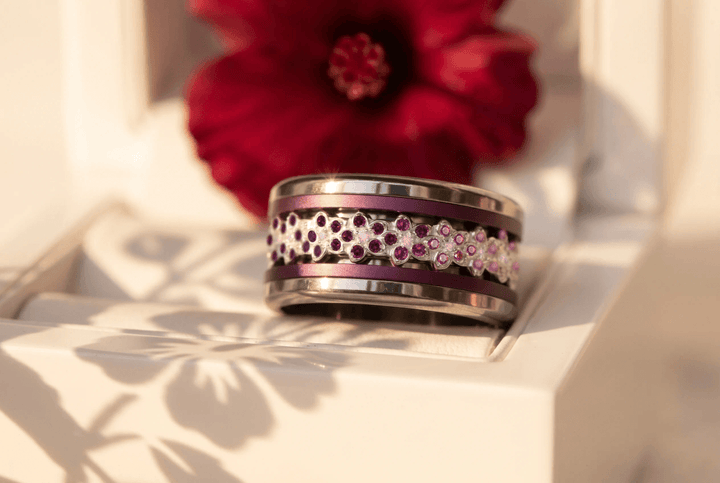 💍 Anneau (deux tiers) "Aurflower" en argent 925 serti de zircons