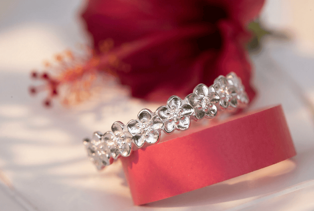 💍 Anneau (deux tiers) "Flower" en argent 925 serti de zircons