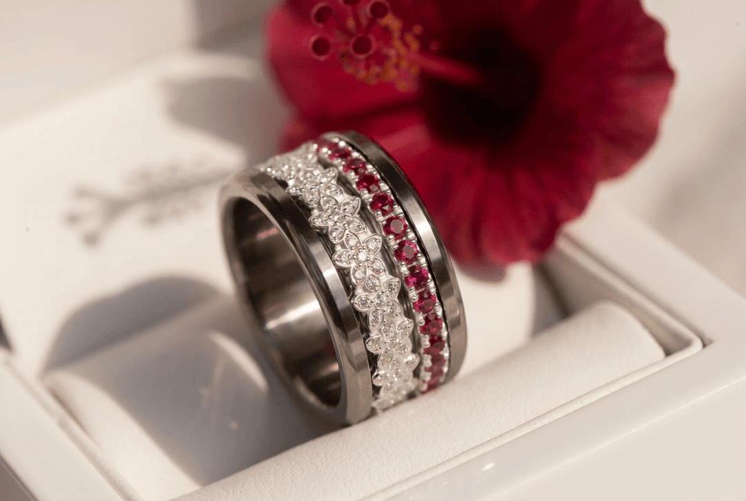 💍 Anneau (deux tiers) "Aurflower" en argent 925 serti de zircons