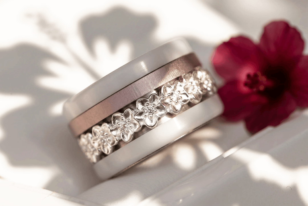 💍 Anneau (deux tiers) "Flower" en argent 925 serti de zircons