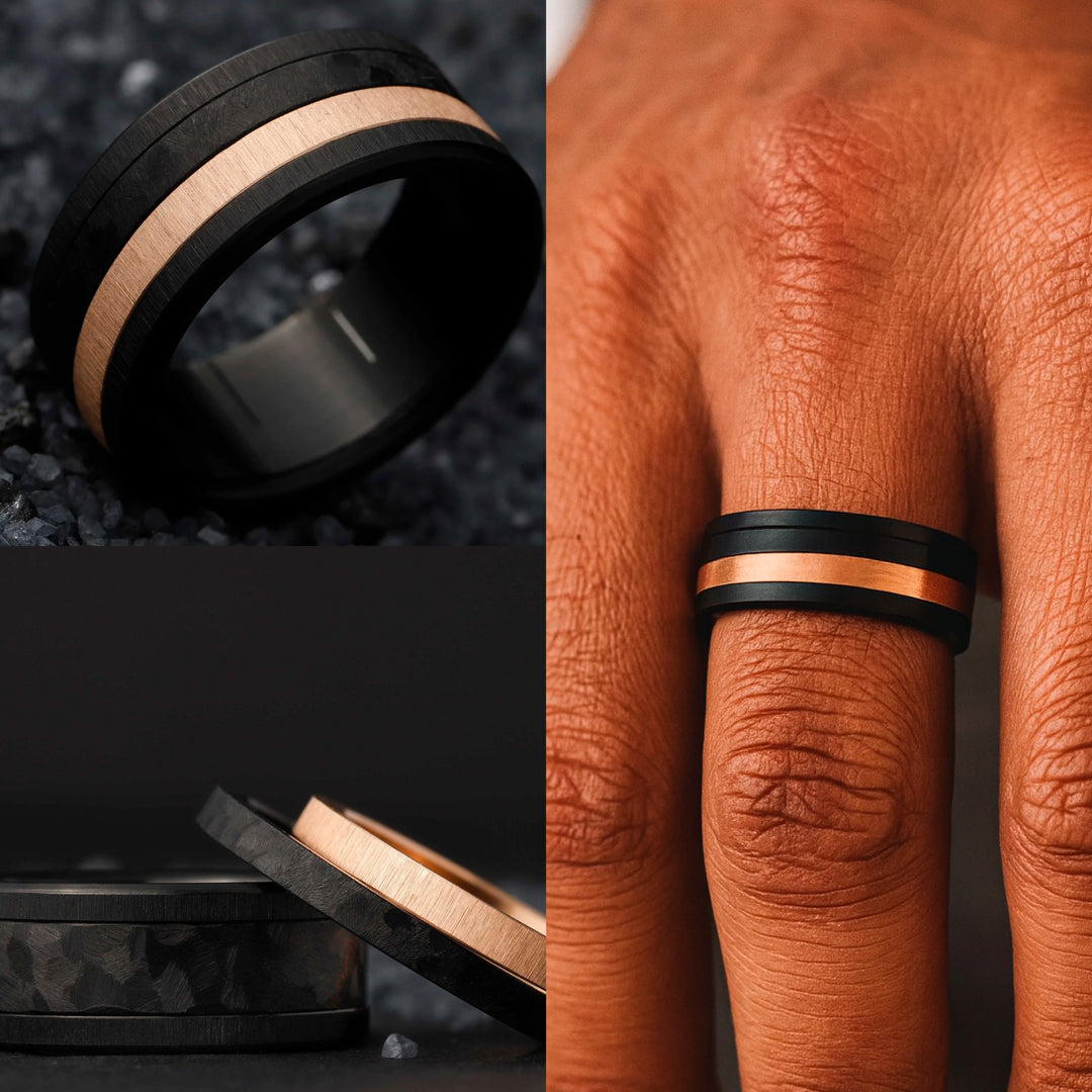 Vulkan mood Ring - Schwarzer Schmuck aus Edelstahl für Herren und Damen