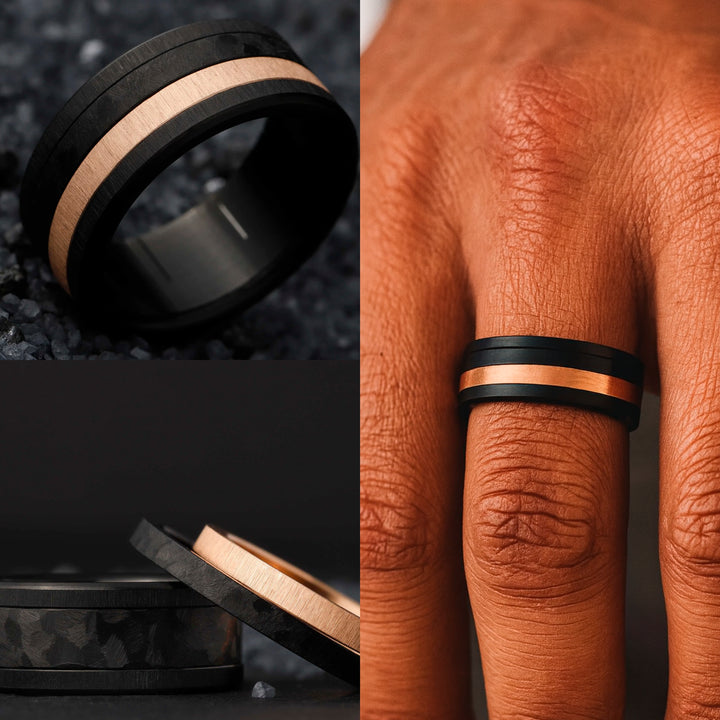 Vulkan mood Ring - Schwarzer Schmuck aus Edelstahl für Herren und Damen
