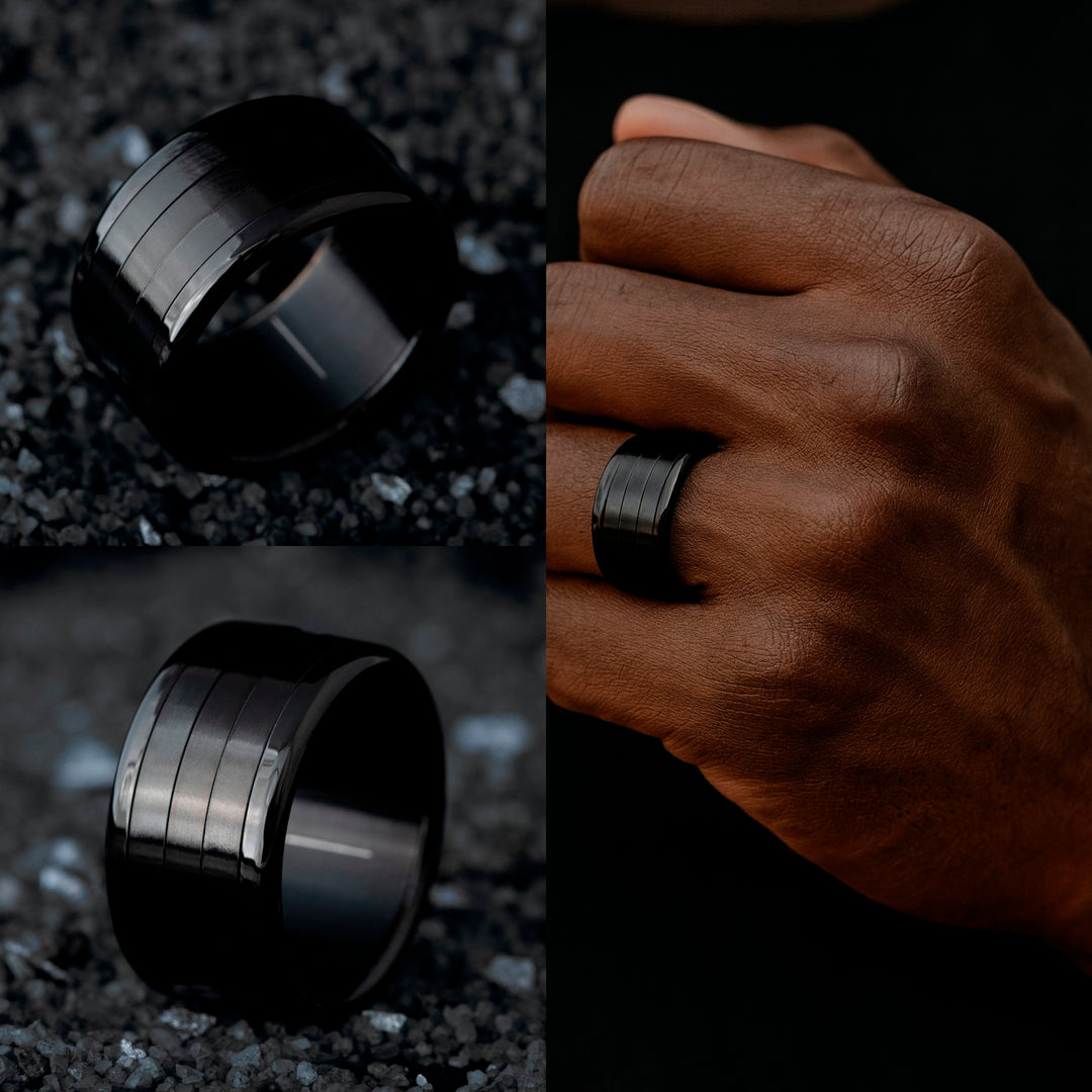 mood ring "Black Chrome" in steel