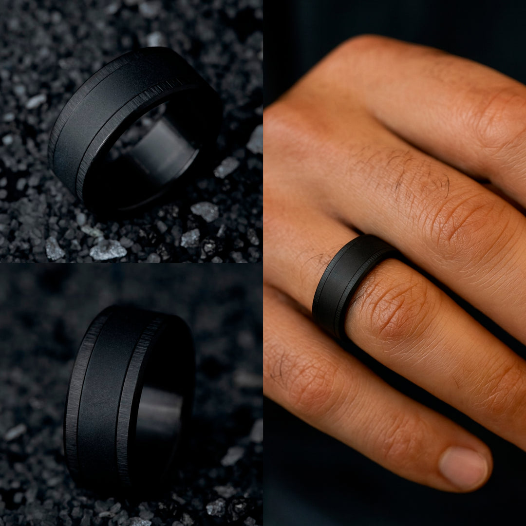 mood ring "Black Sand" in steel