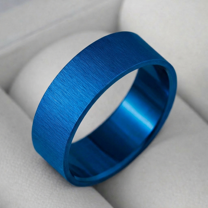Anneau (addon) en acier froissé bleu électrique pour bague mood interchangeable