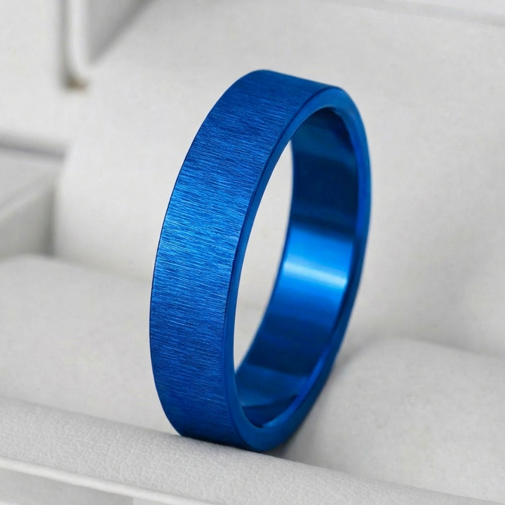 Anneau (deux tiers) en acier froissé bleu électrique pour bague mood interchangeable