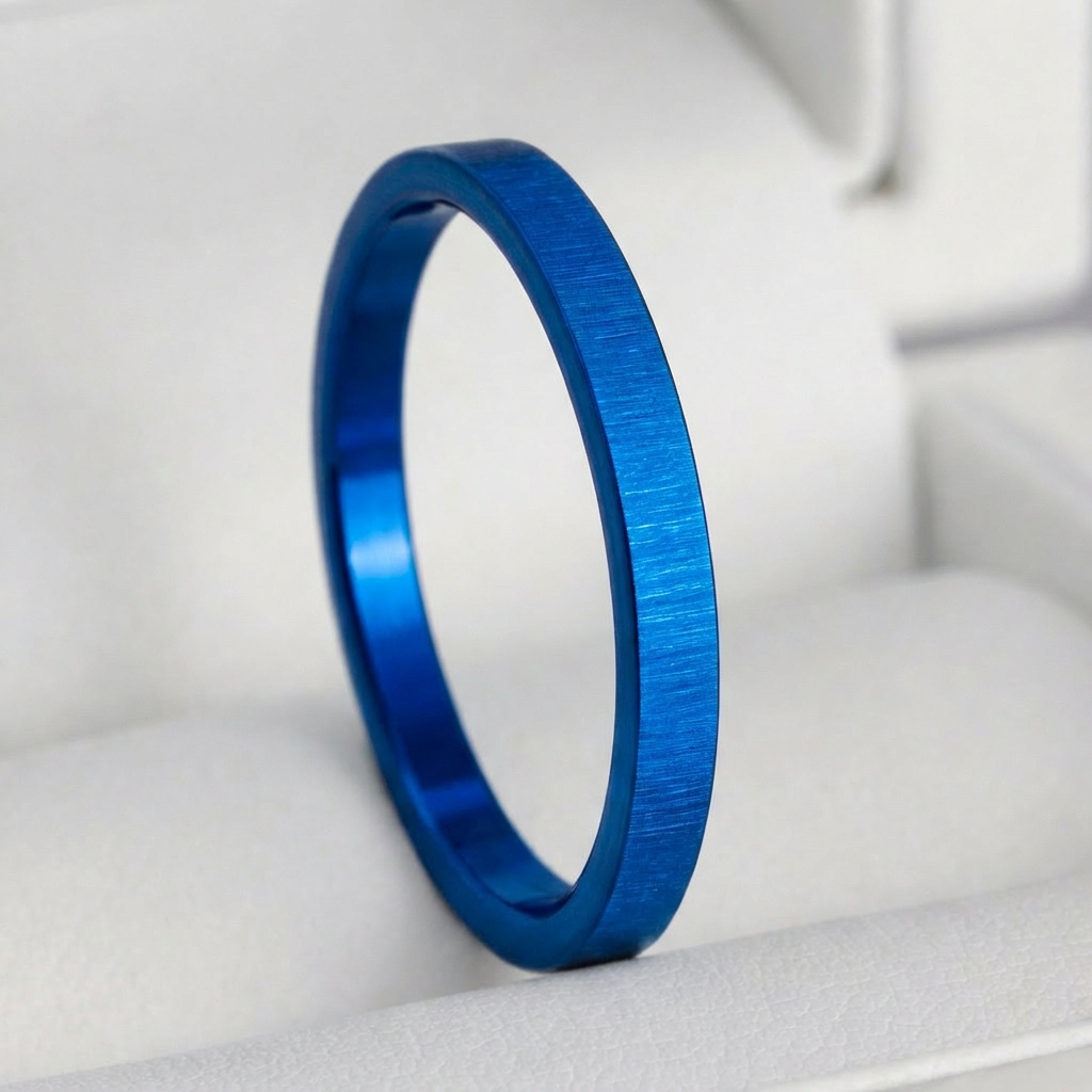 Anneau (medium) en acier froissé bleu électrique pour bague mood interchangeable