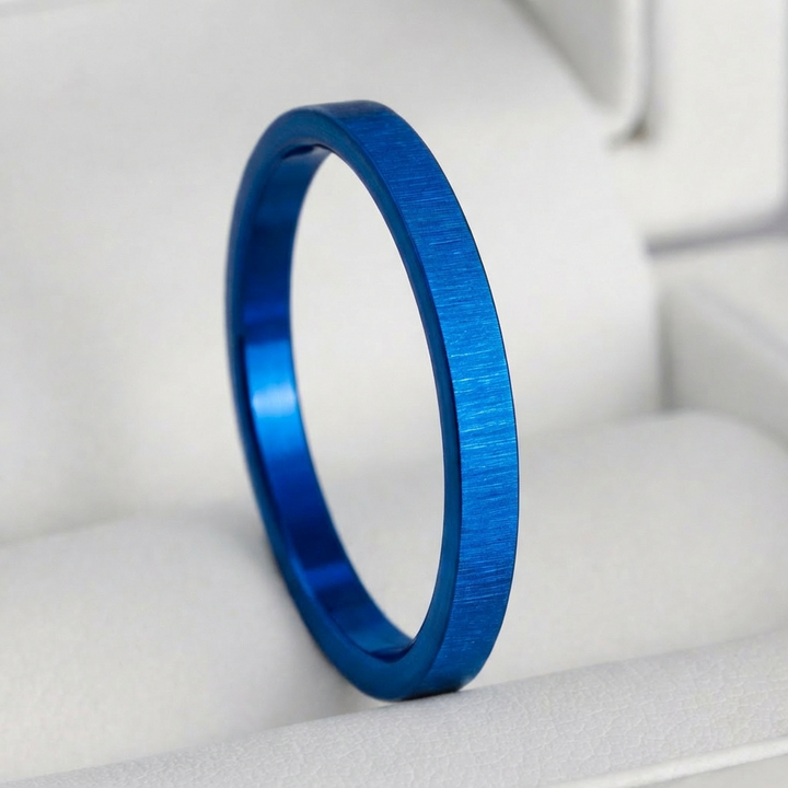 Anneau (medium) en acier froissé bleu électrique pour bague mood interchangeable