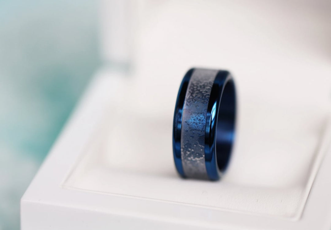 18 🎁 Anneau (addon ou deux tiers) "Flocons blancs" en polymère translucide sablé