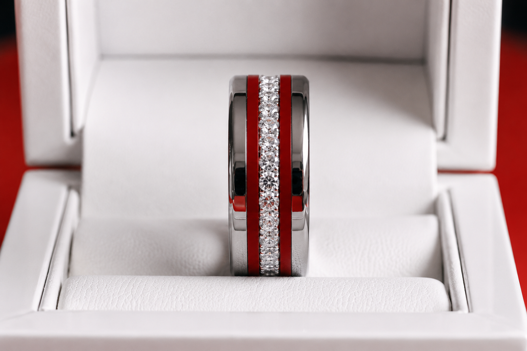 Coffret Cœur National — bague mood rouge et blanc interchangeable, couleurs de la Suisse