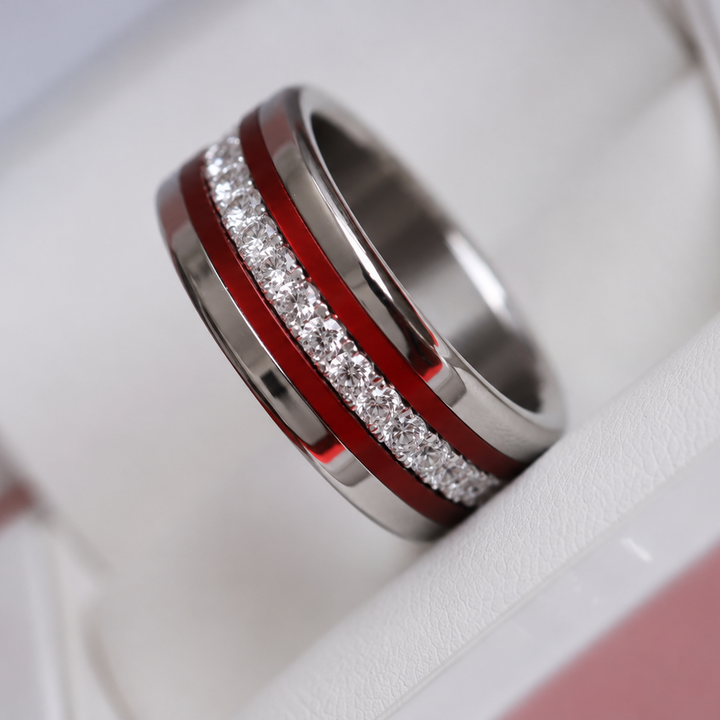 Coffret Cœur National — bague mood rouge et blanc interchangeable, couleurs de la Suisse