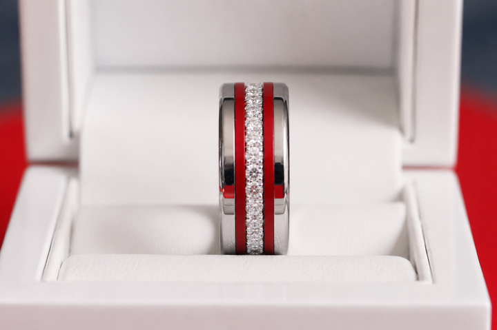 Coffret Cœur National — bague mood rouge et blanc interchangeable, couleurs de la Suisse