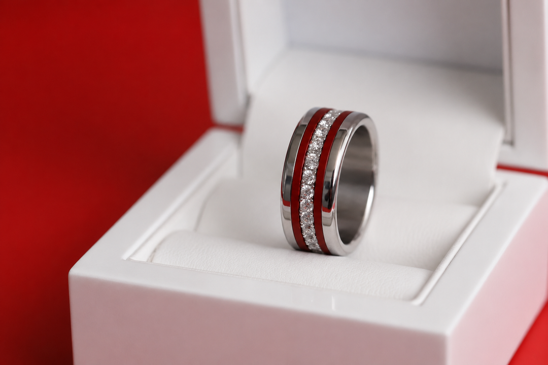 Coffret Cœur National — bague mood rouge et blanc interchangeable, couleurs de la Suisse