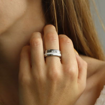 Liskamm Ring-Set mit 3 Diamanten - Auswechselbarer mood Ring