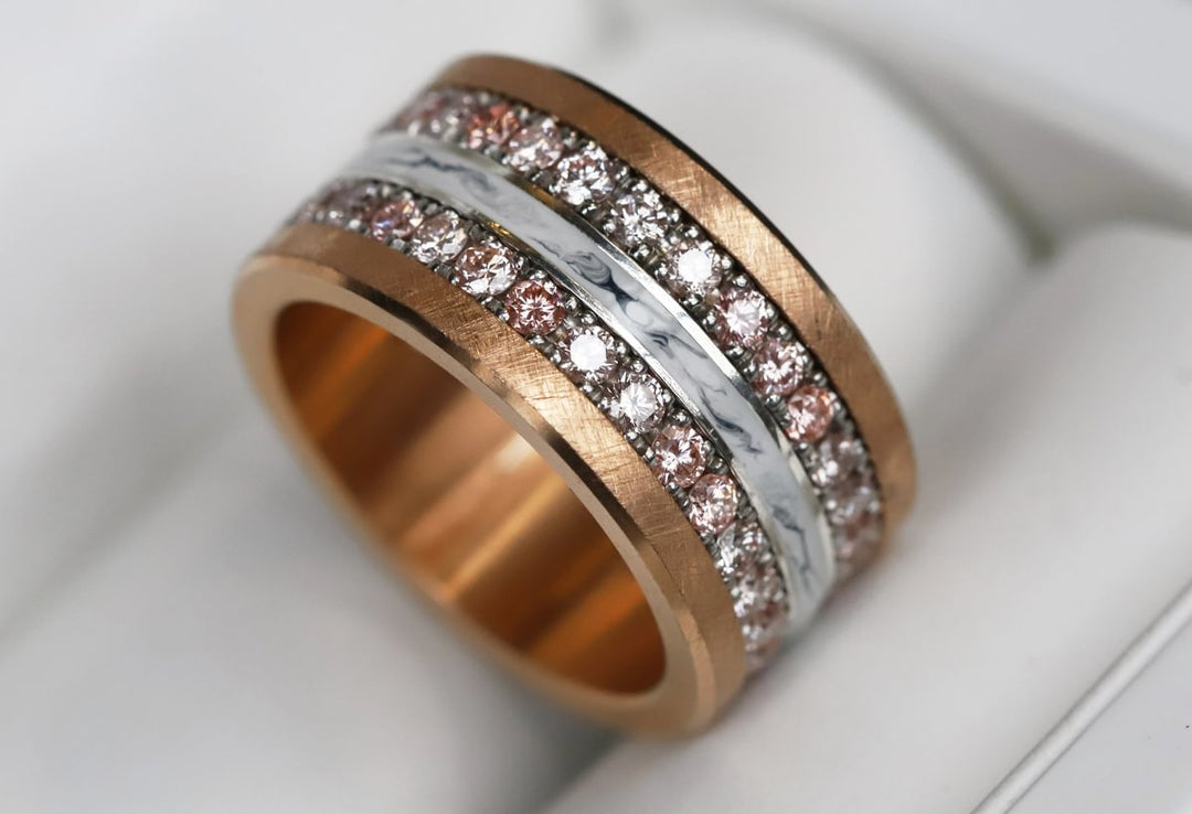 Marble 🤍 Inner ring (medium addon) in 925 silver with a marble enamel coating