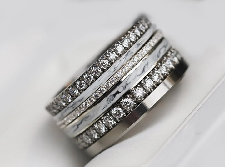 Marble 🤍 Inner ring (medium addon) in 925 silver with a marble enamel coating