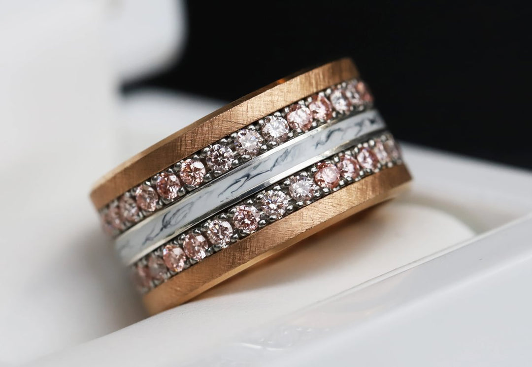 Marble 🤍 Inner ring (medium addon) in 925 silver with a marble enamel coating