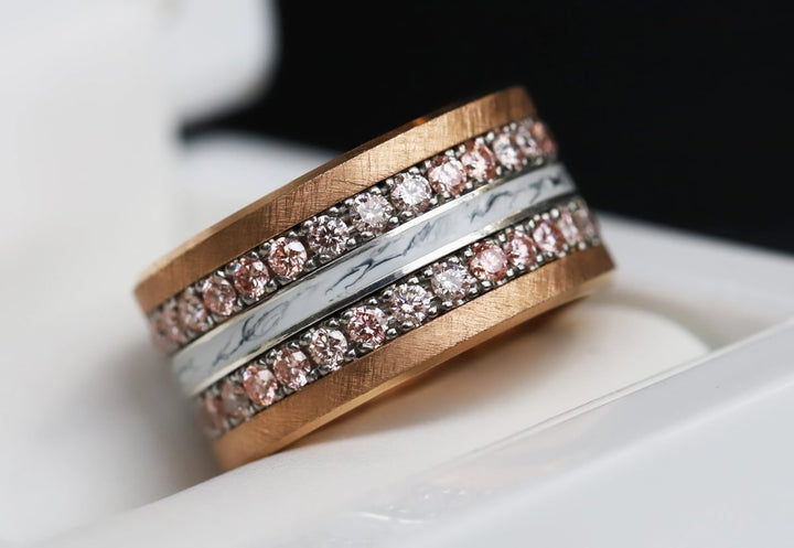 Marble 🤍 Inner ring (medium addon) in 925 silver with a marble enamel coating