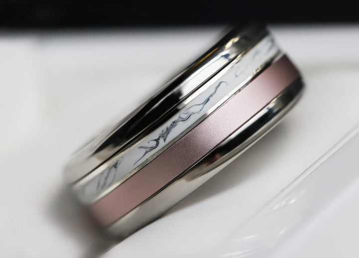 Marble 🤍 Inner ring (medium addon) in 925 silver with a marble enamel coating