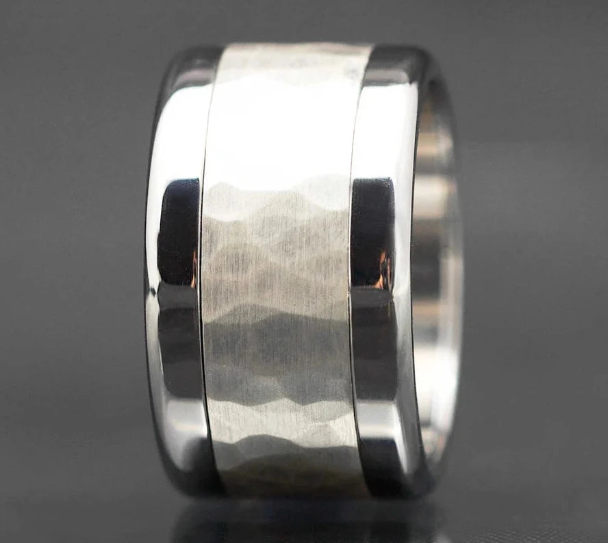 Anneau (addon) en argent 925 « Martelé » pour bague mood interchangeable