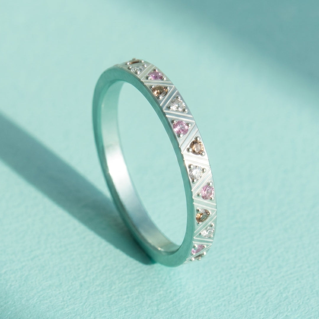 Anneau (medium) "Aztélis" en aluminium vert pastel pour bague mood interchangeable