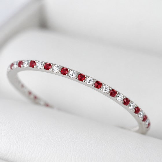 💍 Pack de 2 minis "Aura Sucre d'orge" en argent 925 serti de zircons rouges et blancs