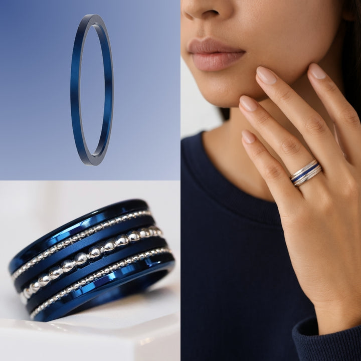 🧿 1 mini en aluminium bleu marine,  pour bague mood interchangeable